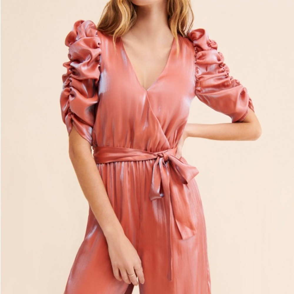 Puff-Sleeve Wide Leg Jumpsuit by BTFL-life size XS